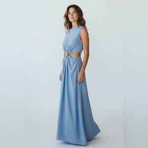 Elegant Asymmetrical Blue Dress